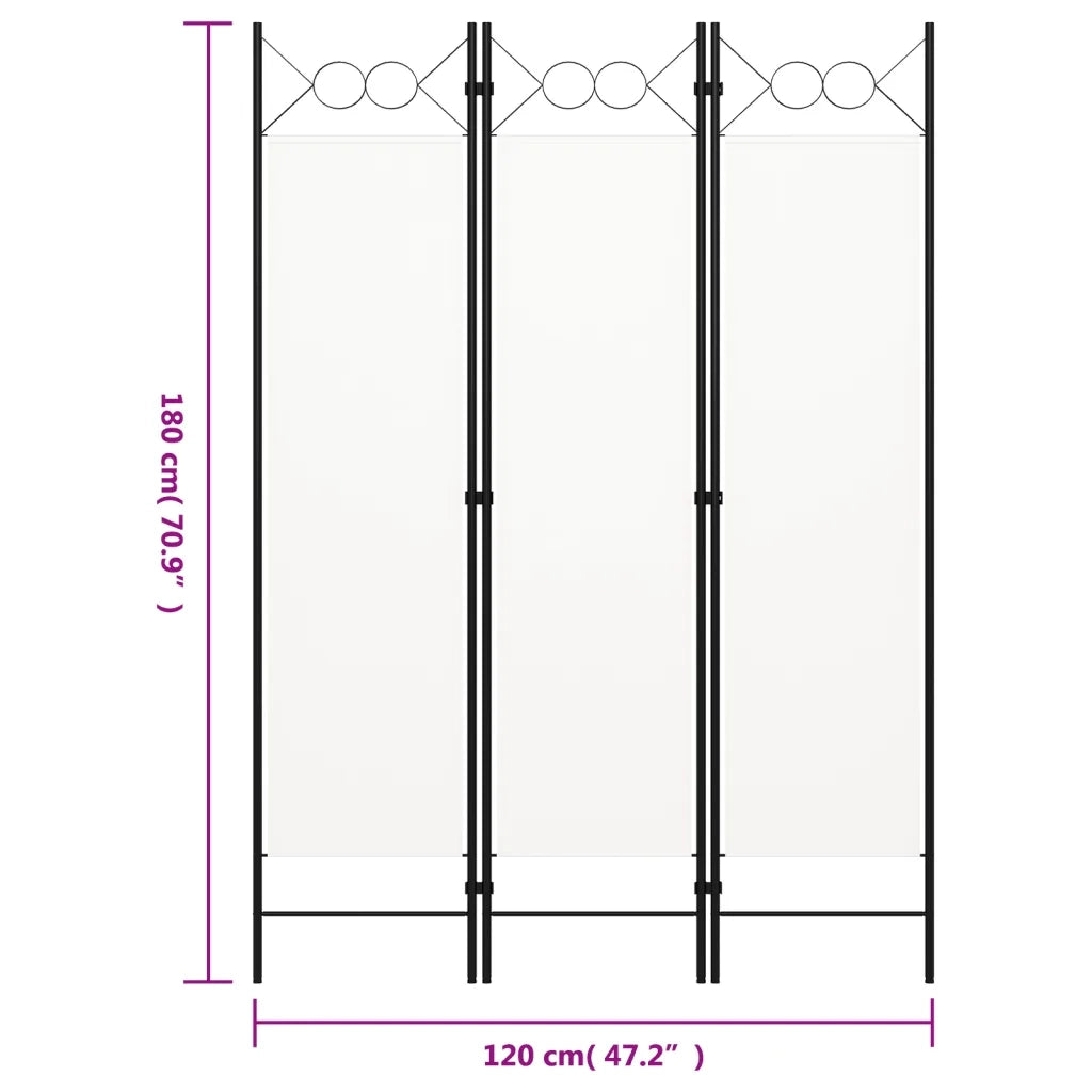 Divisorio Ambienti | Divider per stanze | Paravento a 3 Pannelli Bianco 120x180 cm