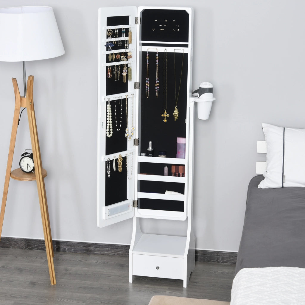 Armadio Portagioie con Specchio e Luci LED ¨C Minimal ¨C Bianco