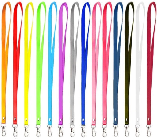 Corda di accesso in nylon colorato - 14 pezzi - Dimensioni 49 x 1,5 cm - Sicuro e riutilizzabile - Adatto per portachiavi - Lanyard