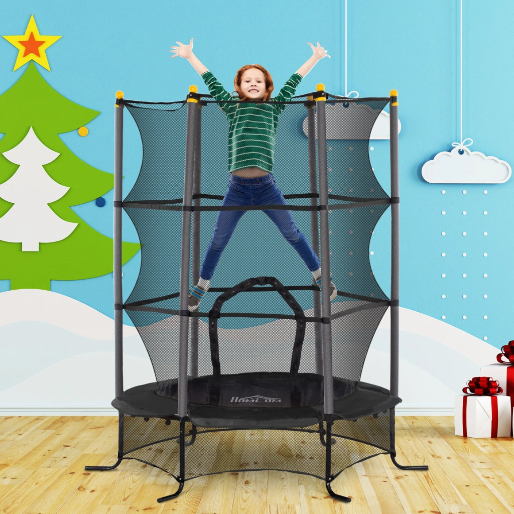 Trampolino Bambini ¨C Minimal ¨C Nero ?160x190 cm con Rete Sicurezza