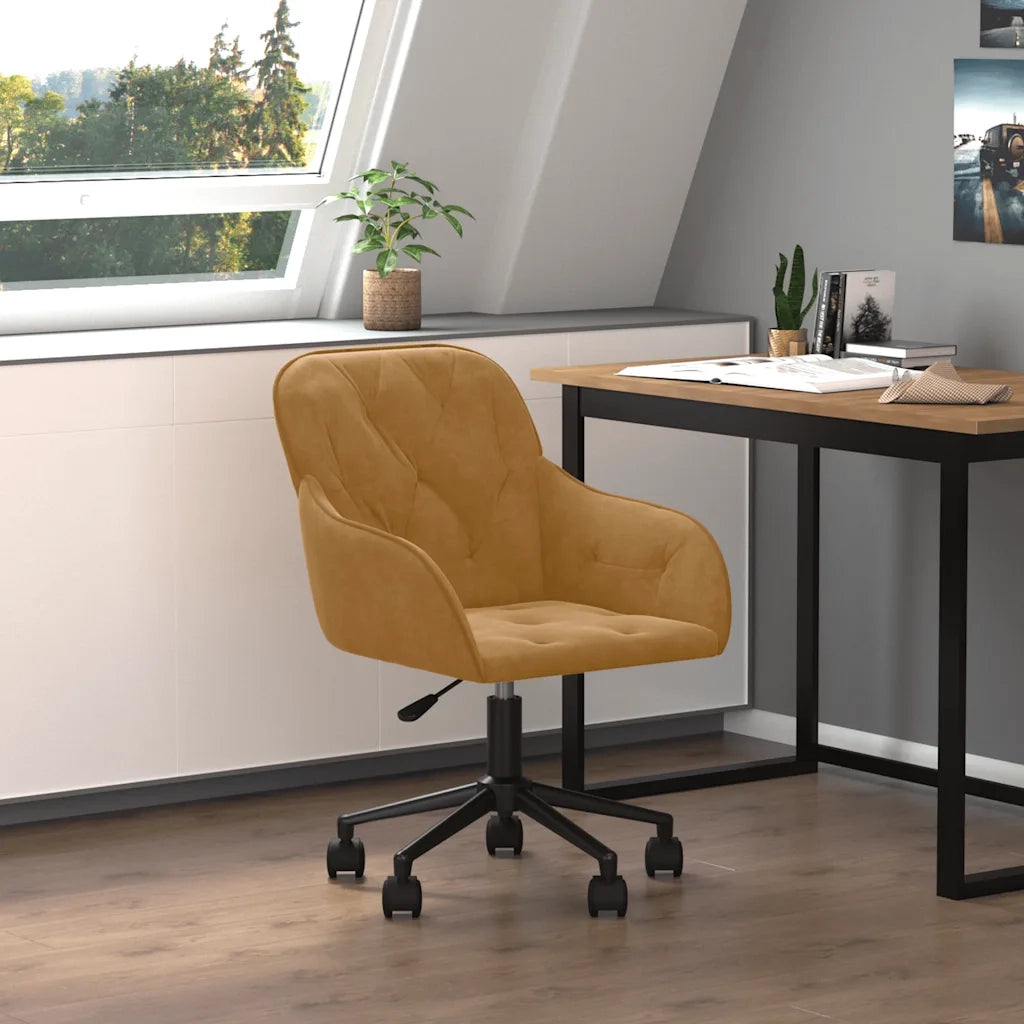 Sedia da Ufficio Girevole Marrone in Velluto 344875