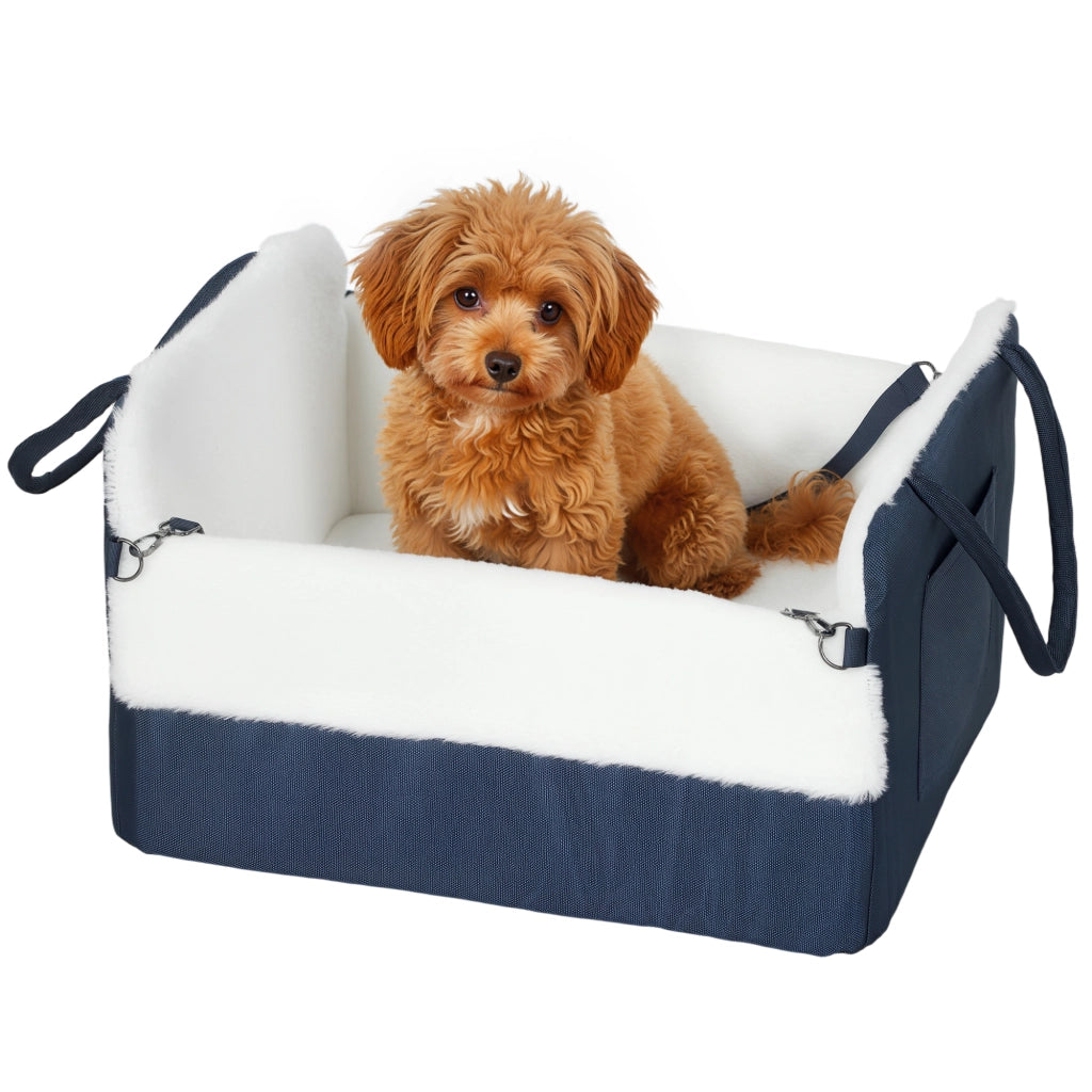 Seggiolino auto per cani ¨C Xylo ¨C con cintura di sicurezza, 55x46x32 cm, blu navy
