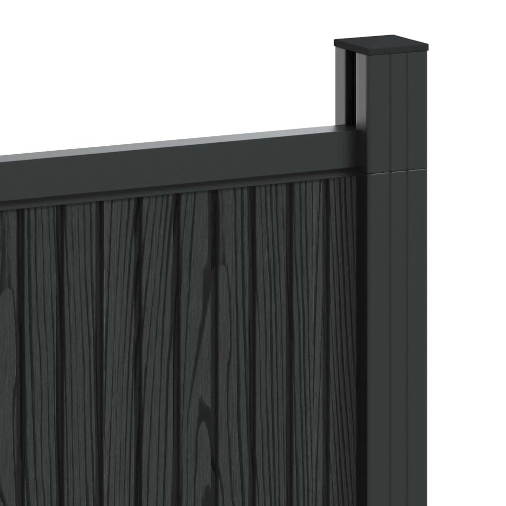 Pannello di Recinzione 4 pcs WPC e Alluminio Nero