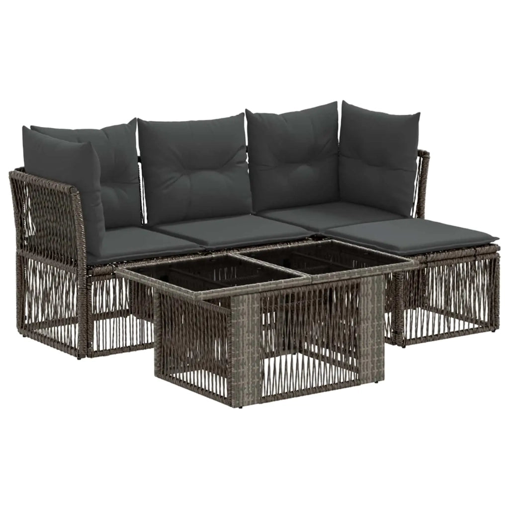 Set Divano da Giardino 5 pz Grigio polyrattan 3436457