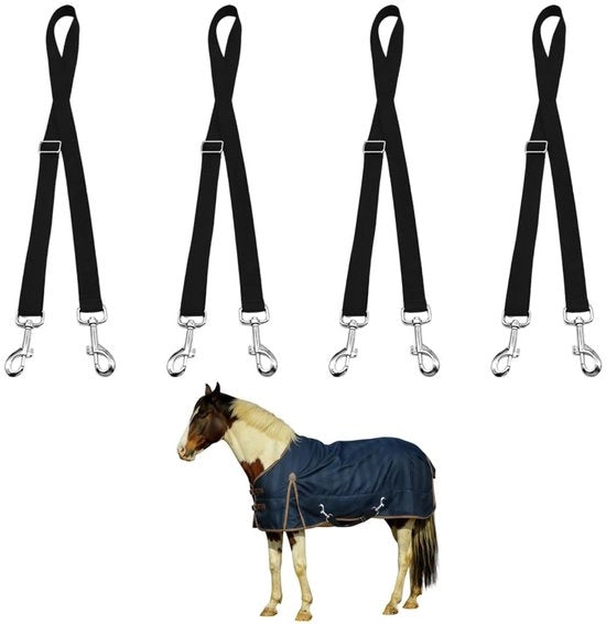 Set di Cinghie per Cavallo da 4 - Cinghie Elastiche Adattabili - Rotazione 360° - Robuste e Affidabili - Forma di Passo Stabile - Resistenti alle Sollecitazioni e alle Usure - Coperta per Cavallo