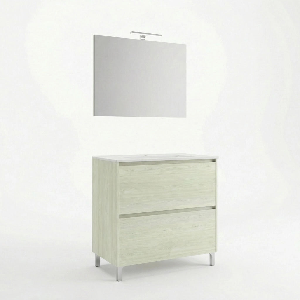 Mobile Bagno Lisbona 80 cm Rovere Bianco