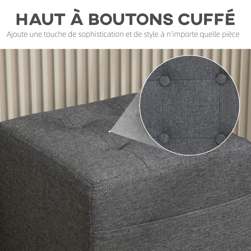 Pouf imbottito con tasca laterale ¨C zephmum ¨C grigio 35x35x35 cm