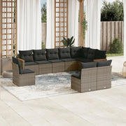 Set Divano da Giardino 10 pz con Cuscini Grigio in Polyrattan 3226074