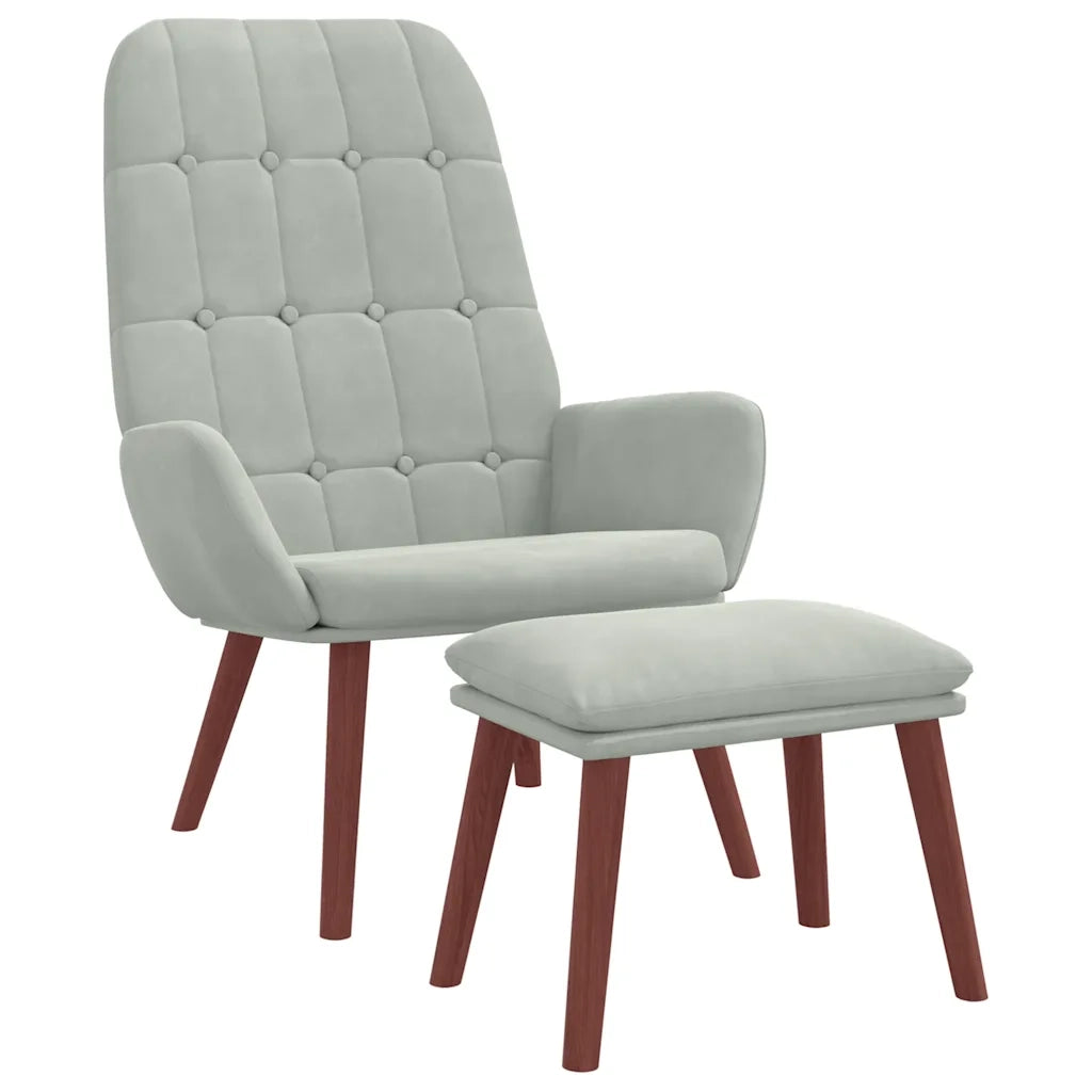 Poltrona Relax con Poggiapiedi Grigio Chiaro in Velluto 3315138