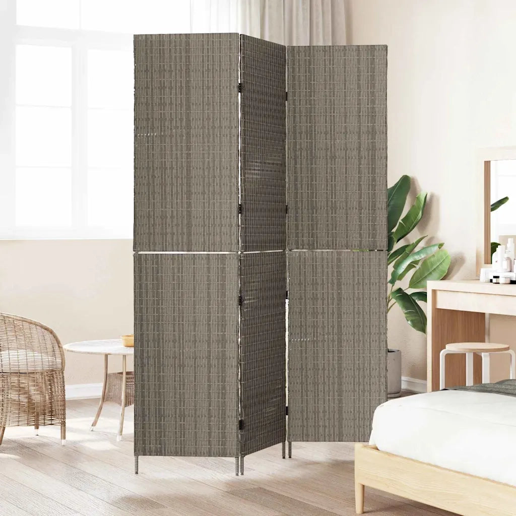 Divider per stanze | Paravento | Divisorio Ambienti Grigio 146 x 180 cm polyrattan
