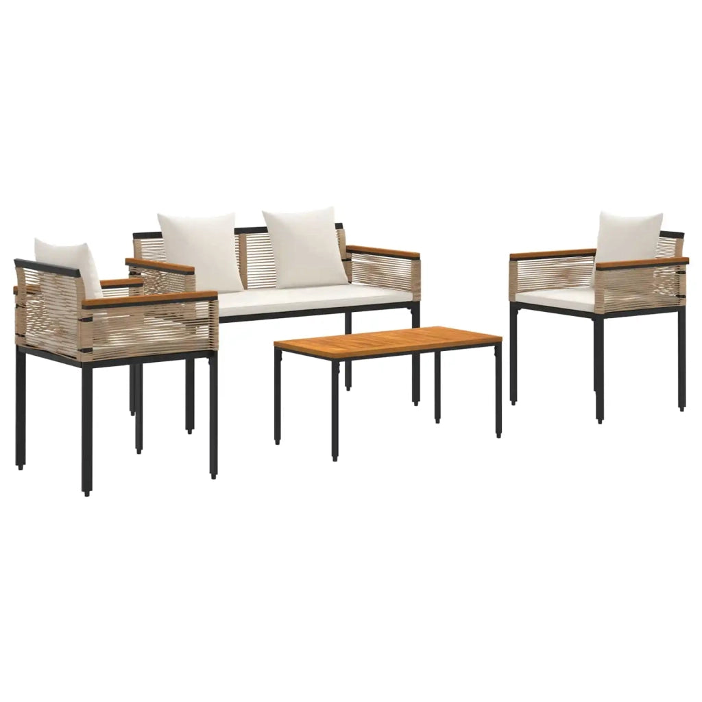 Set di Mobili da Esterno Beige e Bianco Crema polyrattan 42025228