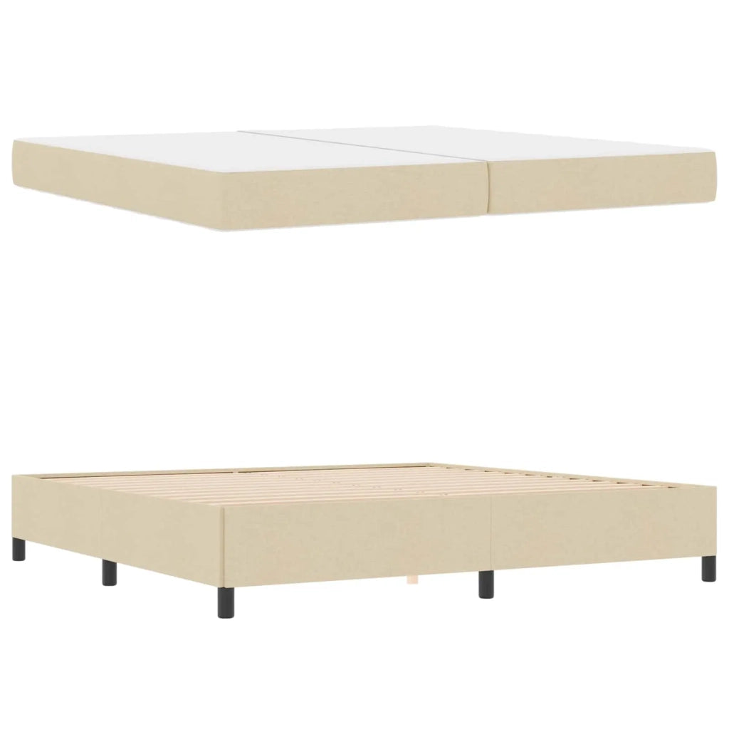 Letto a molle con materasso Crema 200 x 200 cm Tessuto