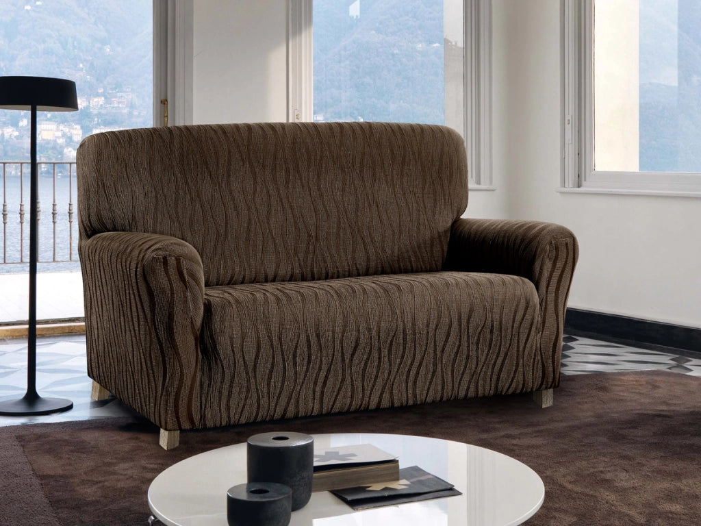 Copridivano Sofà Poltrona Elasticizzato Protezione Macchie Modello Wonderful - 3 Posti - Marrone