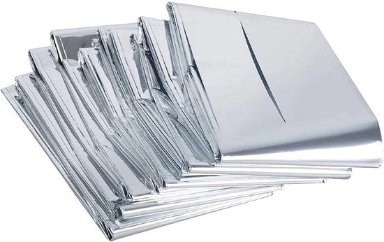 Kit di deken termiche 5 pezzi - Decongestori termici riflettenti - Decongestori di emergenza - Decongestori per sopravvivenza - 140 x 210 cm - Multifunzionale