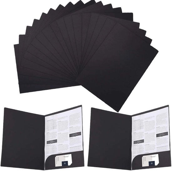 Presentazione A4 in carta kraft di 350g/m², cartellino A4 con chiusura a cerniera, cartellino di certificazione in carta, cartellino per ufficio, conferenza, aziendale, 310 x 220mm (20, nero)