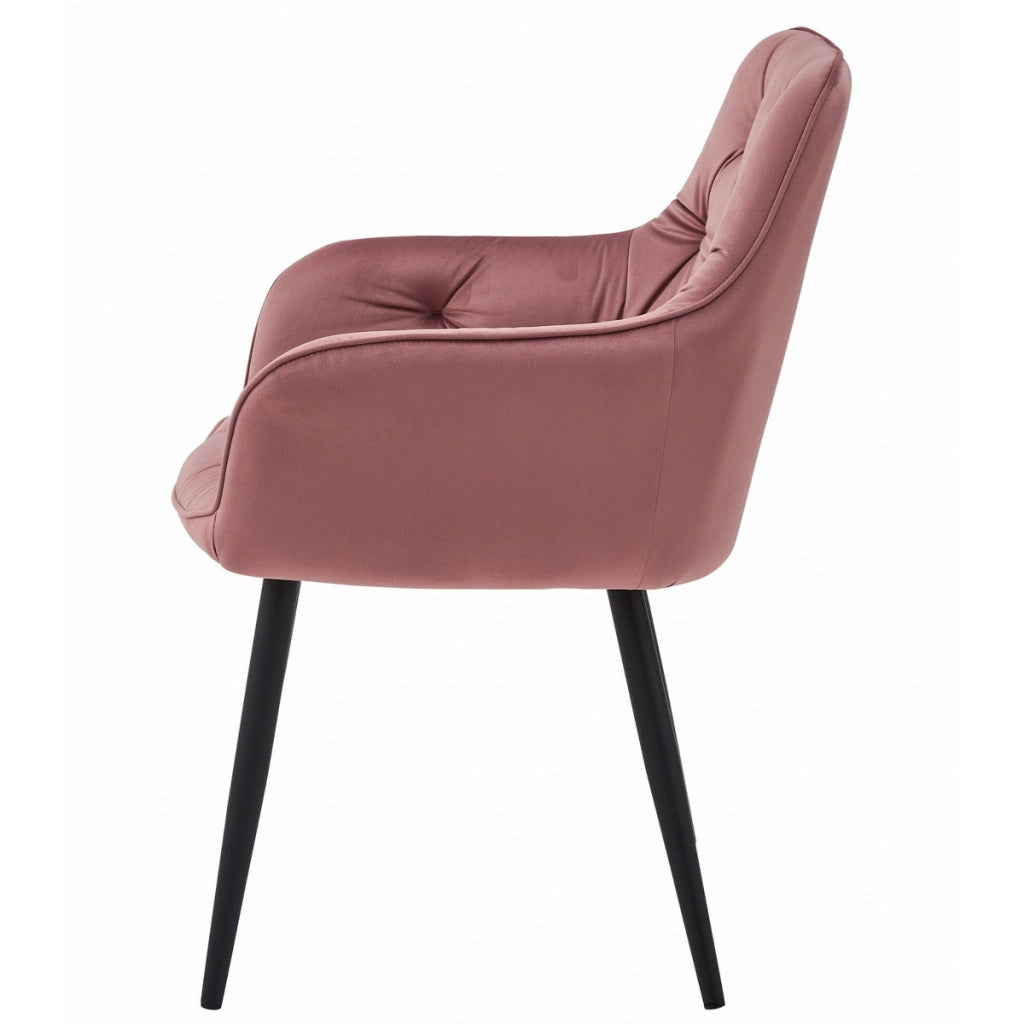 Sedia Jork in velluto rosa antico con gambe nere