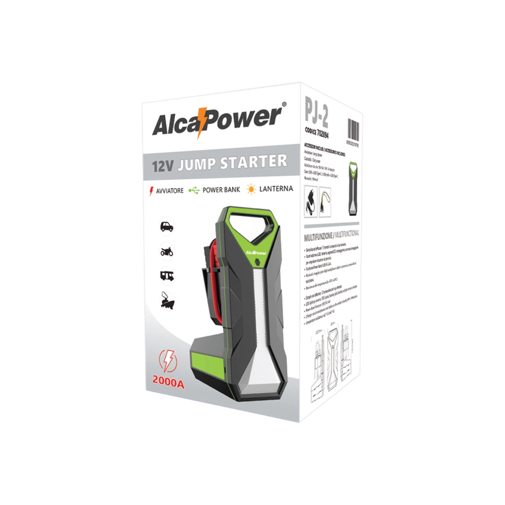 Avviatore portatile 2000A per auto con funzione Powerbank e Torcia - Alcapower