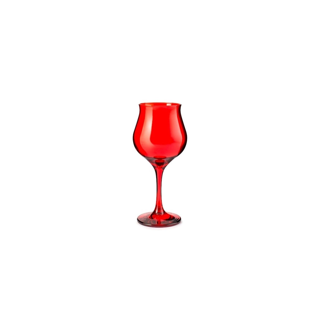 6 Calici  vetro wavy rosso cl 31