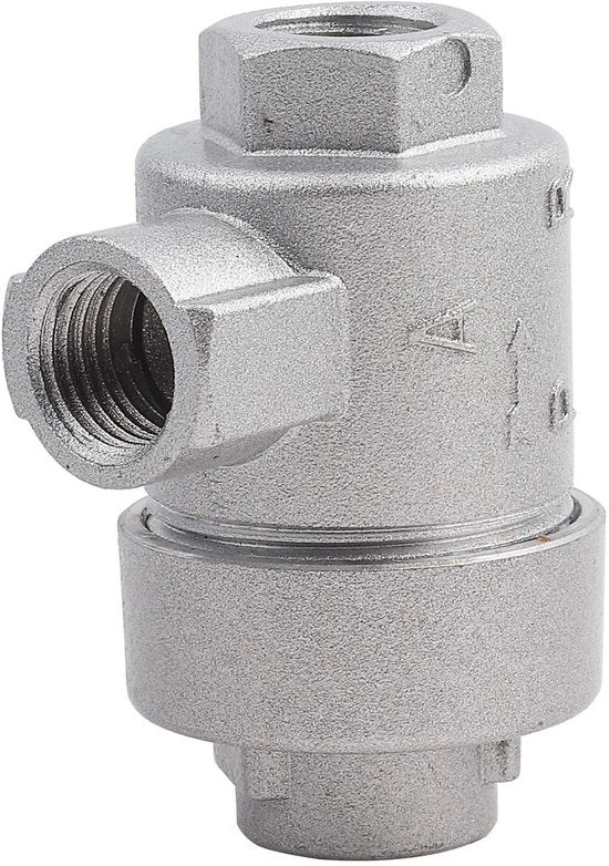 Valvola di scarico in alluminio - 1/4 pollice - Facile da installare - Compatta - Duratura - Flusso unidirezionale - Funziona fino a 10kgf/cm² - Valvola di sfogo dell'aria