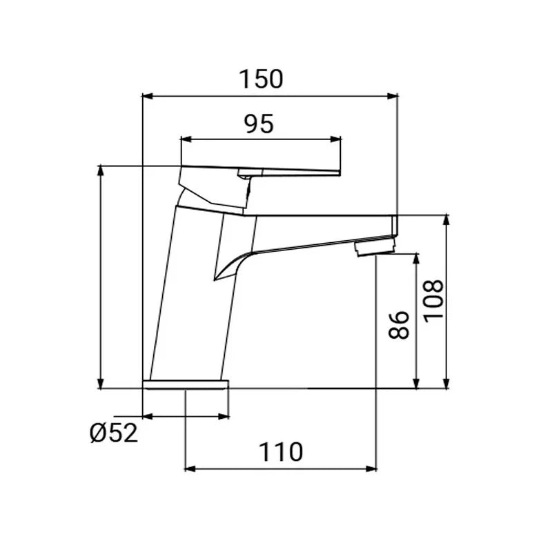 Rubinetto lavabo cromato con leva in metallo - Serie Hellis