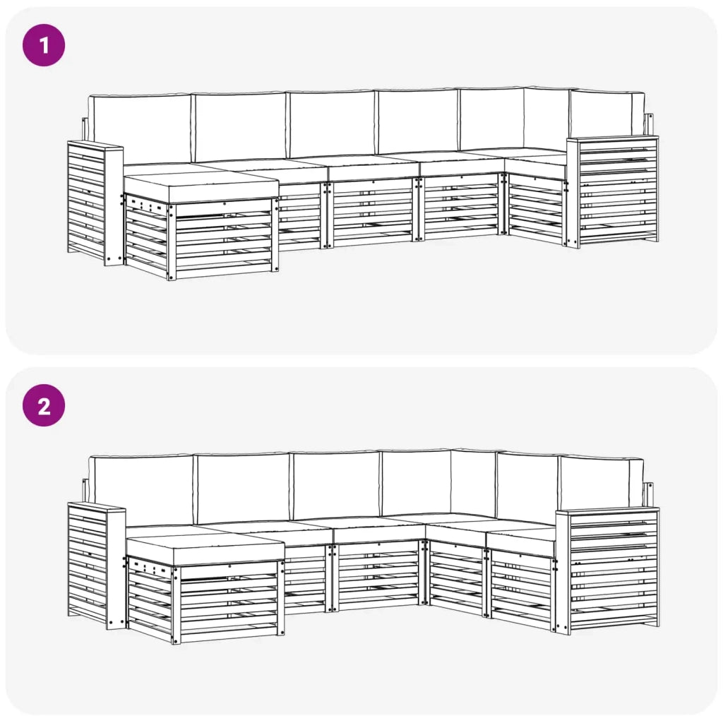Set divano sezionale con cuscino 7 pcs Grigio Naturale e Chiaro 3375176