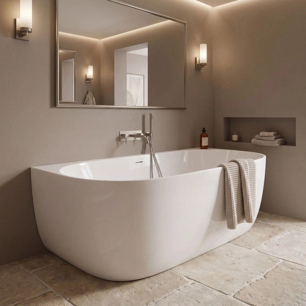 Vasca Bagno A Parete Rea Eris 170cm Copritappo bianco