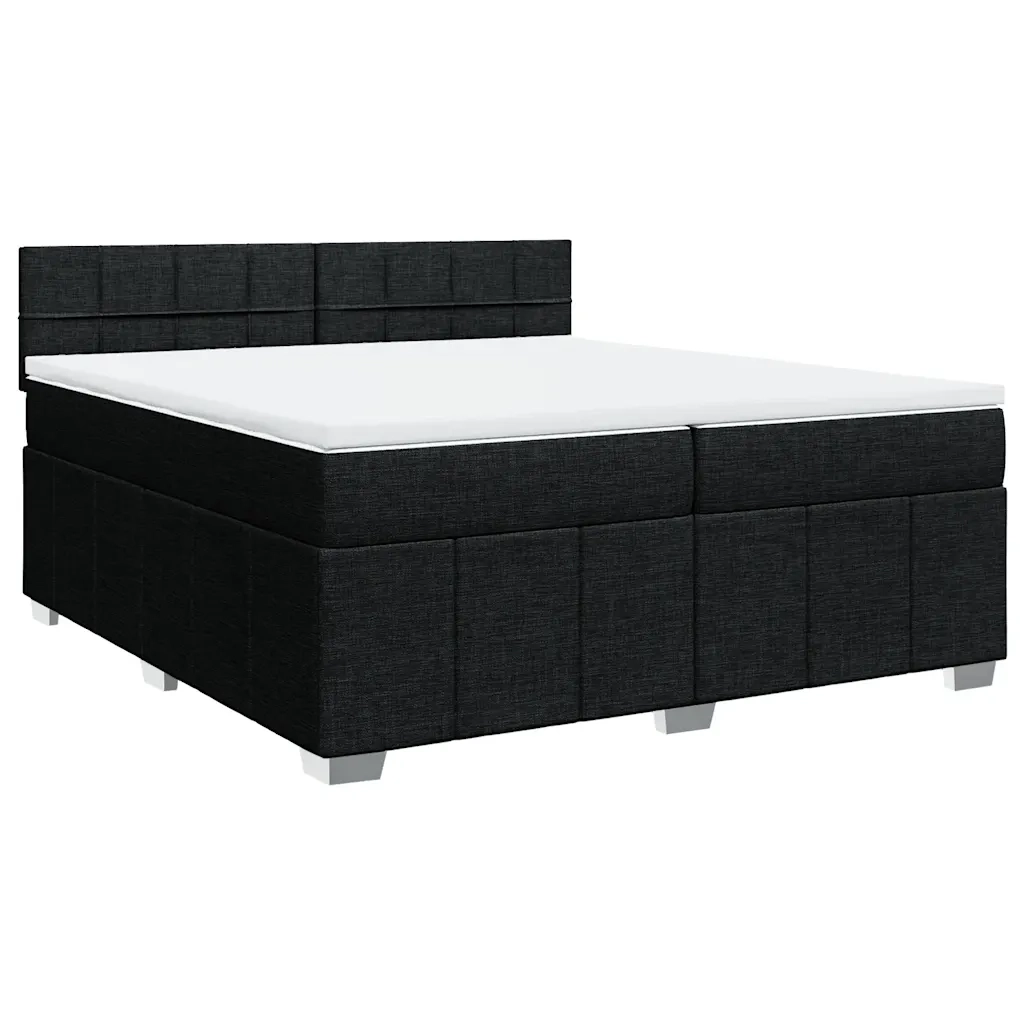 Giroletto a Molle con Materasso Nero 200x200 cm in Tessuto
