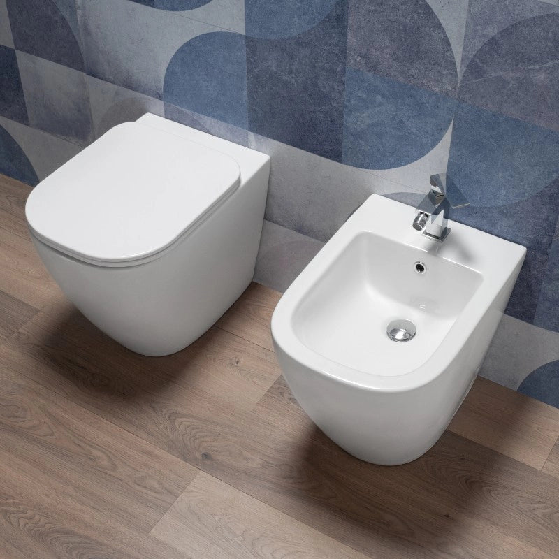 Sanitari Filo Muro Wc Rimless con Sedile Soft Close e Bidet| Ker