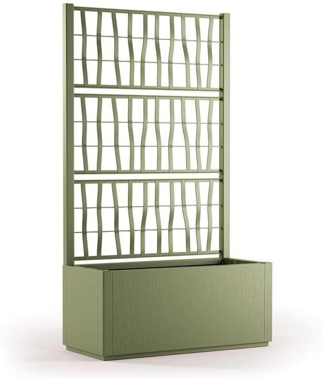 Fioriera Ethica rettang. 80 cm c-spalliera verde oliva