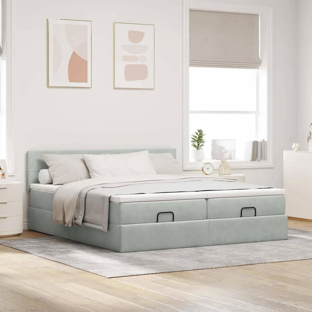 Struttura Letto Pouf con Materassi 200x200 cm Velluto