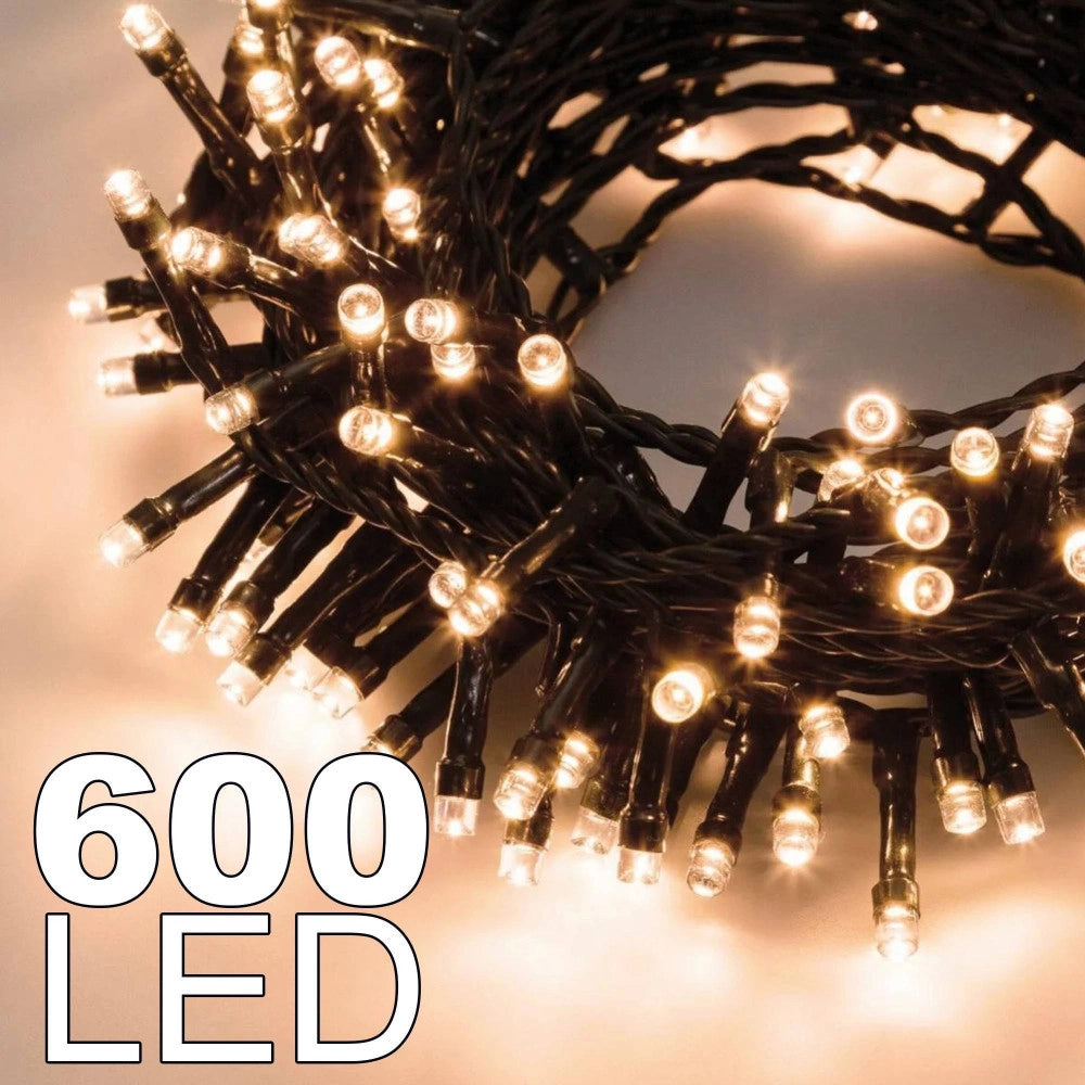 Trade Shop - Catena Luminosa 600 Luci Led Lucciole Colore Caldo Con Controller Uso Interno -