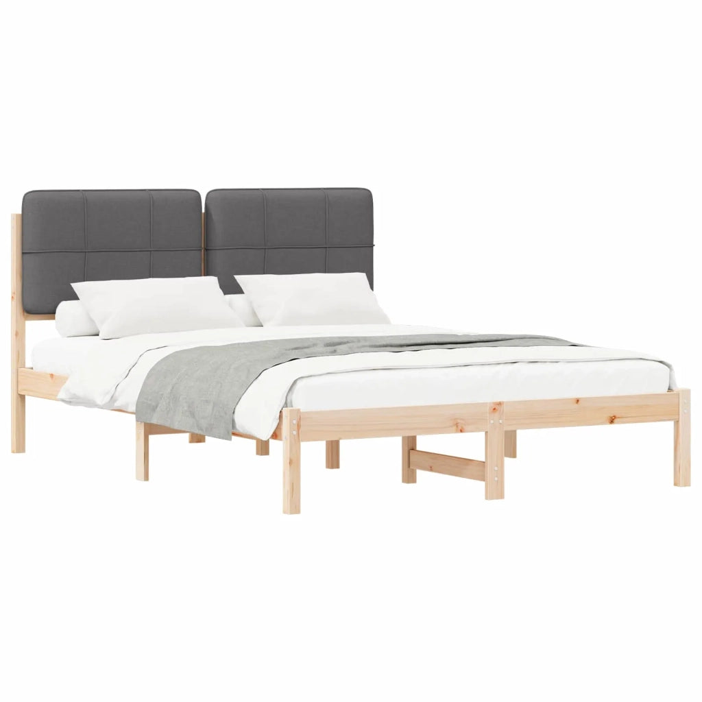 Letto con Testiera Rivestita-Struttura Letto con Testiera Grigio scuro 150 x 200 cm 900817