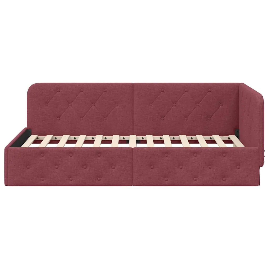 Cornice del letto ad angolo Rosso Vino 90 x 190 cm Tessuto 42016490