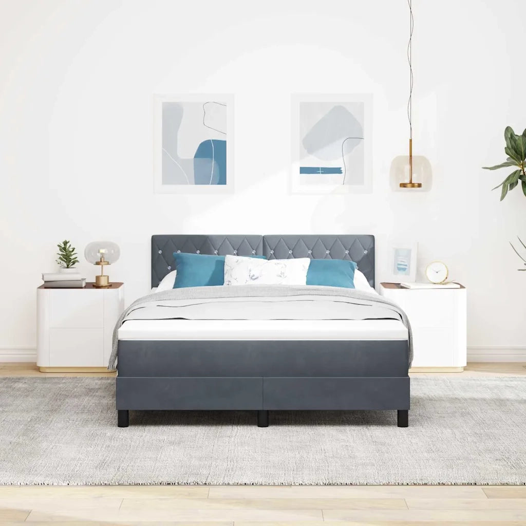 Letto a molle con materasso Grigio scuro 160 x 200 cm Velluto 3339117
