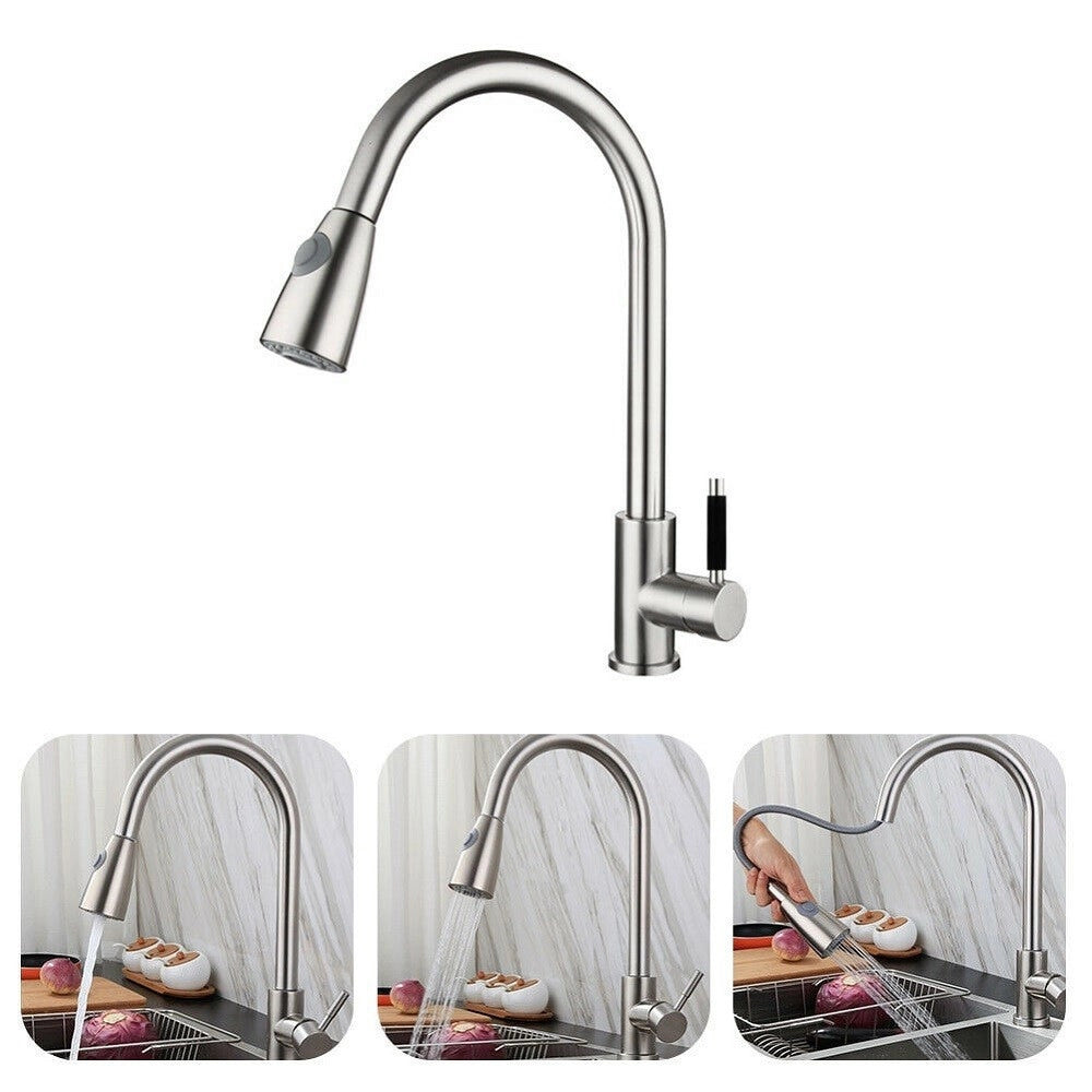 Trade Shop - Miscelatore Rubinetto Lavello Cucina Getto Lavabo Con Doccetta Estraibile 59595 -