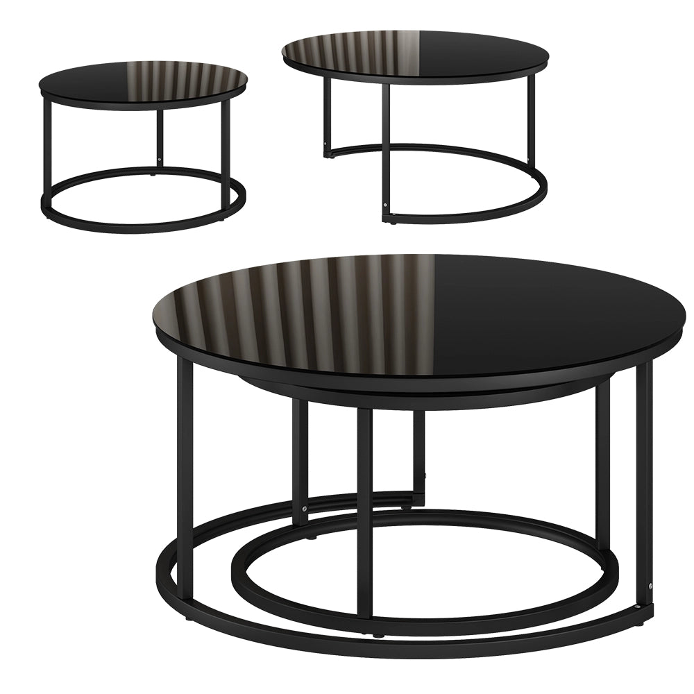 Vicco Set di tavolini Nero 77 x 77 cm 2 parti