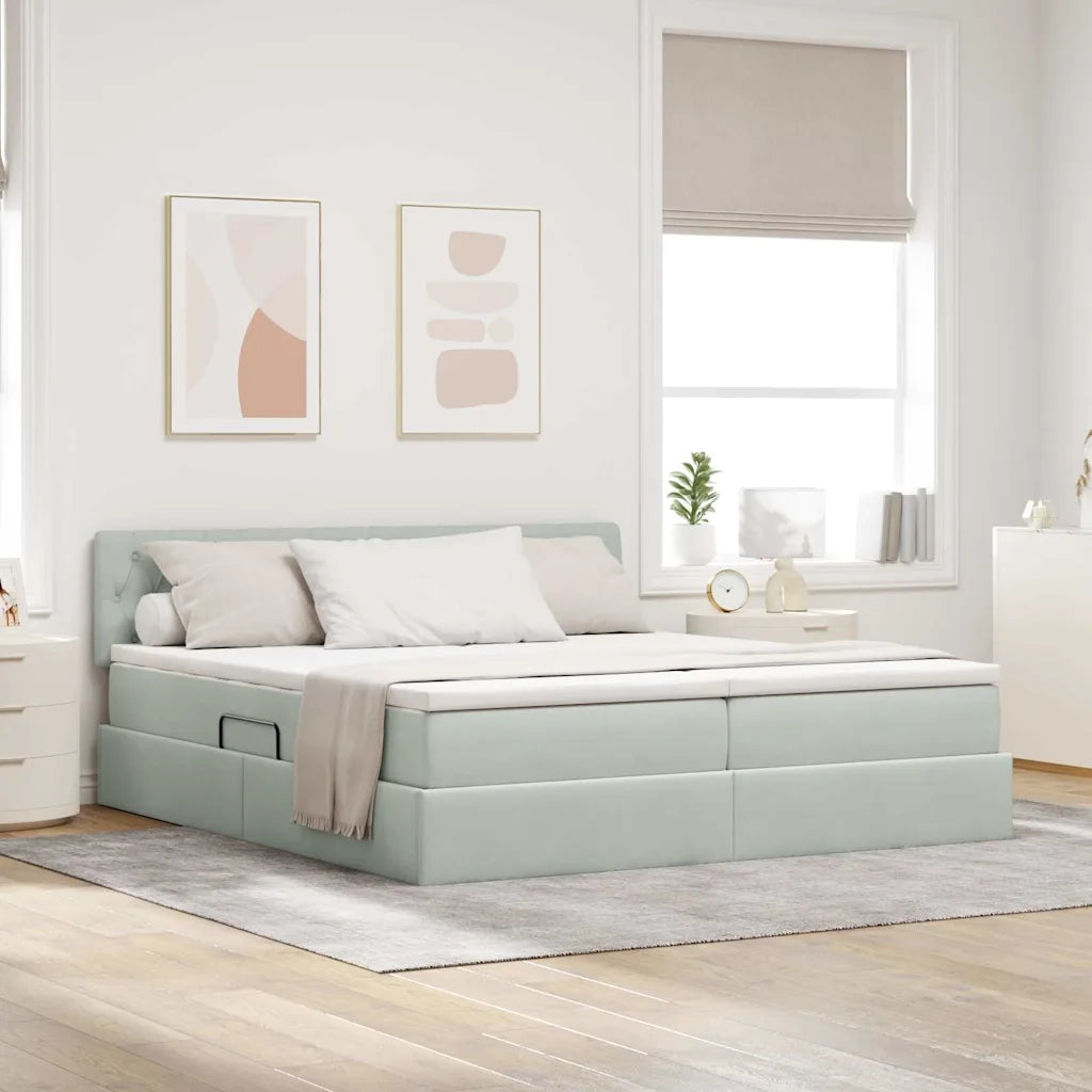 Letto con Contenitore con materasso Grigio chiaro 90 x 200 cm 3370985