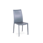 4x Sedia in similcuoio grigio scuro struttura in metallo rivestito 41x4h.95 cm