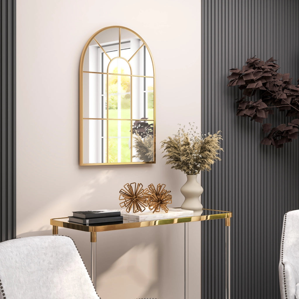 Specchio da Parete Design Finestra ¨C Xylo ¨C Cornice Metallo Oro 91x60cm