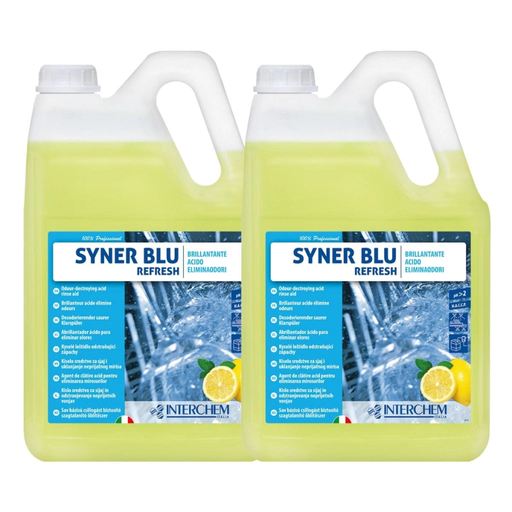 Syner Blu Refresh 5 Kg Brillantante Elimina Odori Stoviglie| Interchem, 2 Pezzi