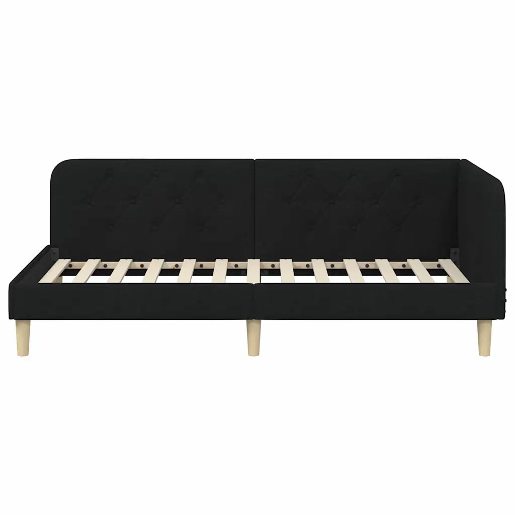 Cornice del letto ad angolo Nero 100 x 200 cm Tessuto