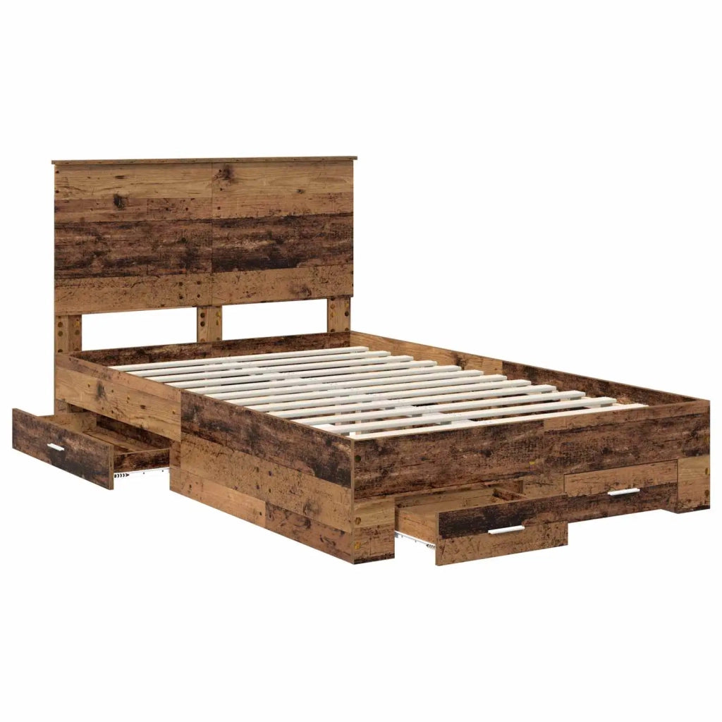 Letto matrimoniale | Letto per adulti | Struttura del letto con testiera Legno vecchio 120 x 190 cm
