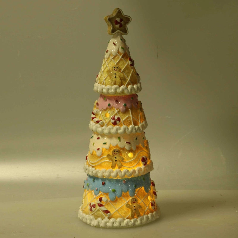 Albero resina candy rosa con led cm 11x11h27,5