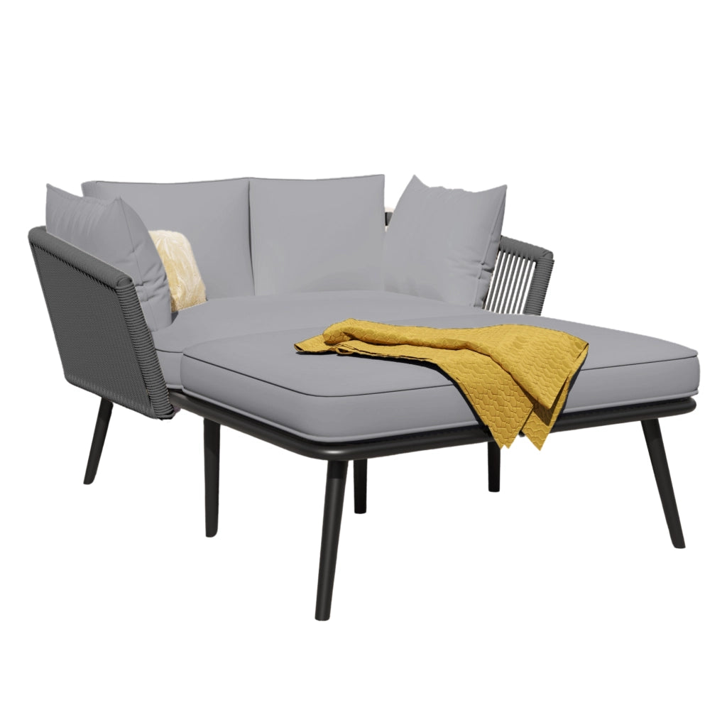 Canap¨¦ de jardin avec 2 coussins et 2 coussins salon de soleil ext¨¦rieur salon de jardin ensemble de meubles de balcon mobilier de salon mobilier de jardin coussins amovibles et lavables gris