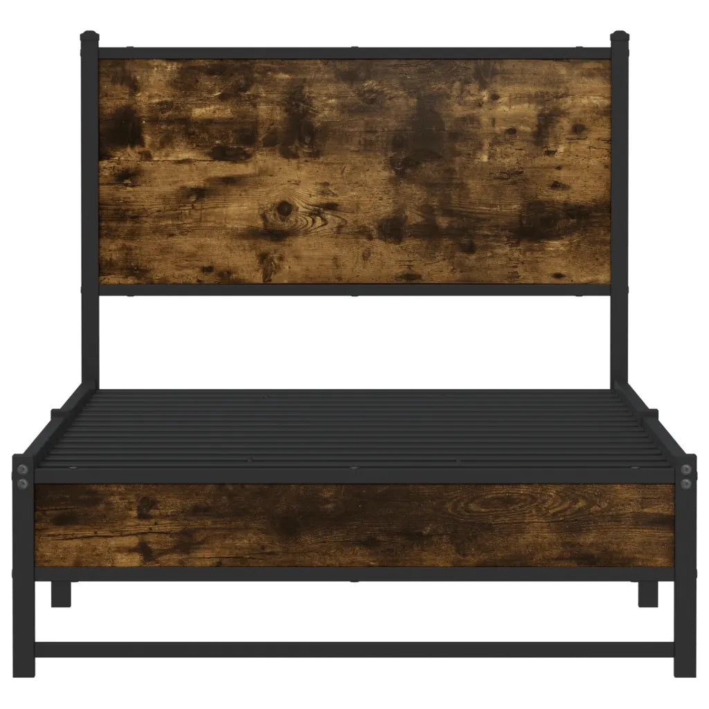Letto singolo | Letto per adulti | Giroletto senza Materaso in Metallo Rovere Fumo 80x200 cm
