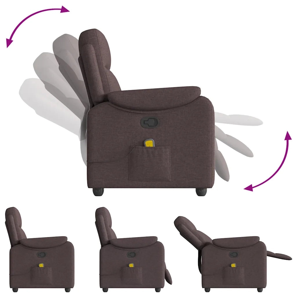 Poltrona Massaggiante | Sedia Relax Reclinabile Marrone Scuro in Tessuto