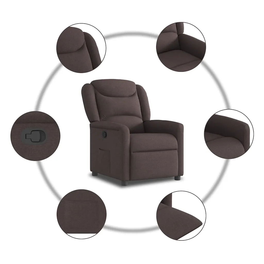 Poltrona Reclinabile Marrone Scuro in Tessuto 4015601