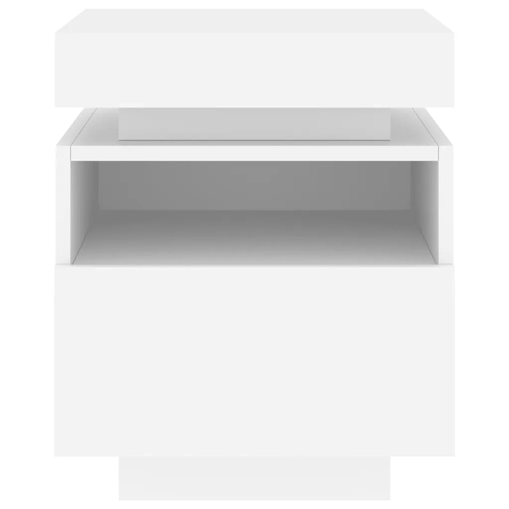 Comodino | Armadio da Notte | Mobiletto da notte con Luci LED Bianco 40x39x48,5 cm