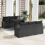 Set Divano da Giardino con cuscino 7 pcs Nero Poly Rattan 3348569