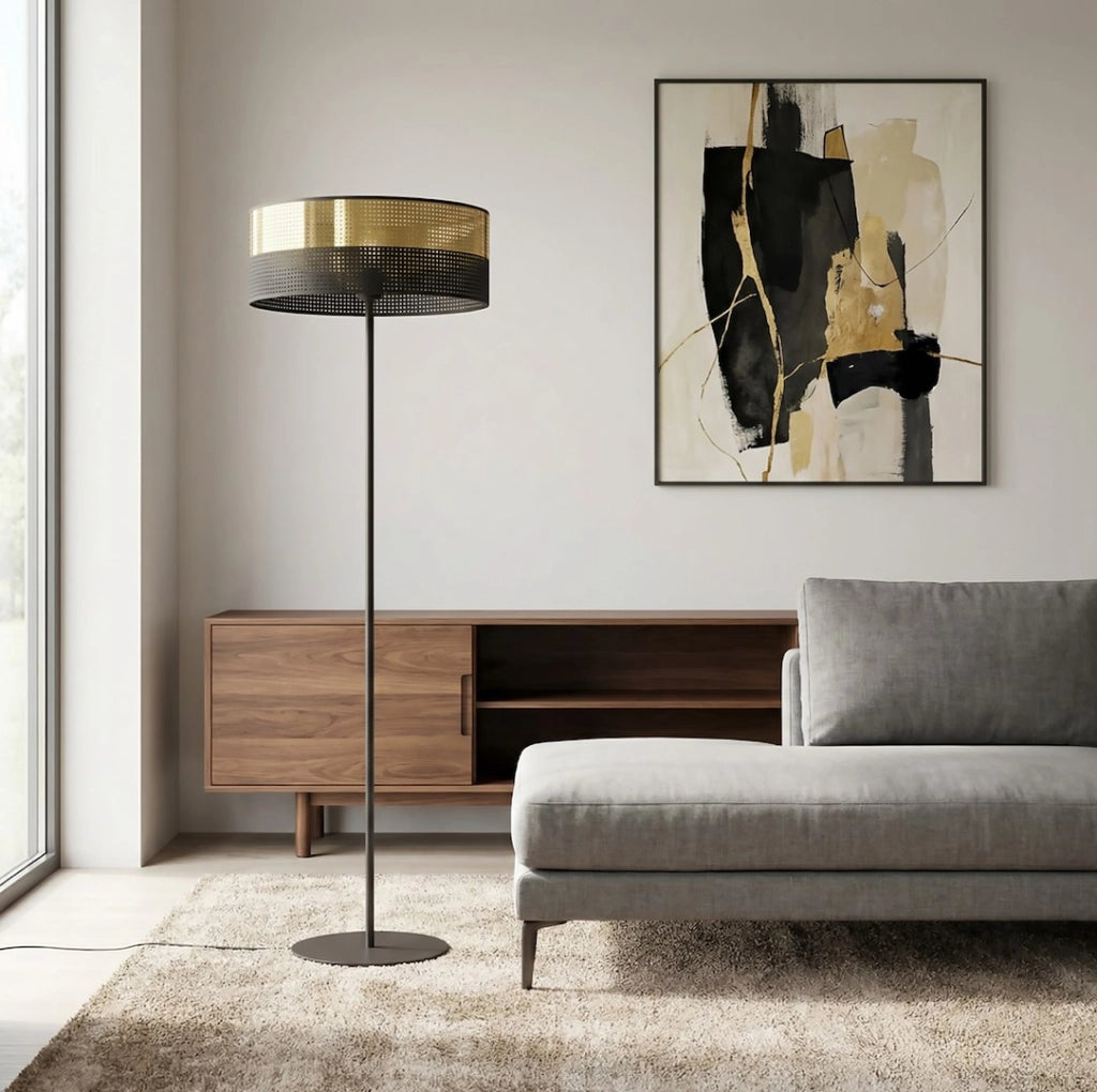 Lampada da terra LUX nera/oro traforata 1xE27 Emibig